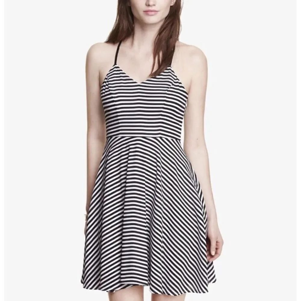 ✨express women's black striped halter slip dress✨